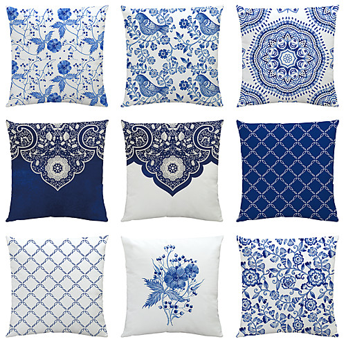 

Cushion Cover 9PC Velvet Soft Decorative Square Throw Pillow Cover Cushion Case Pillowcase for Sofa Bedroom 45 x 45 cm (18 x 18 Inch) Superior Quality Mashine Washable