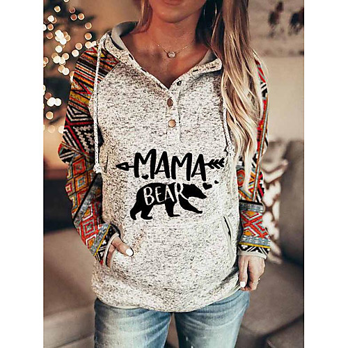

Women's Pullover Hoodie Sweatshirt Graphic Letter Front Pocket Christmas Daily Basic Christmas Hoodies Sweatshirts Gray / Micro-elastic