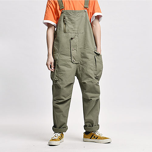 

Men's Basic Black Army Green Jumpsuit Solid Colored
