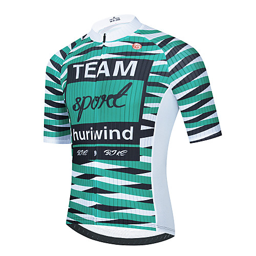 

21Grams Men's Short Sleeve Cycling Jersey Green Stripes Bike Jersey Top Mountain Bike MTB Road Bike Cycling Breathable Quick Dry Sports Clothing Apparel / Stretchy / Athletic