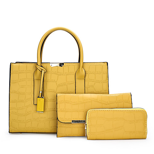 

Women's Bags Top Handle Bag Date Office & Career Bag Sets 2021 Handbags Dark Brown Wine Black Yellow