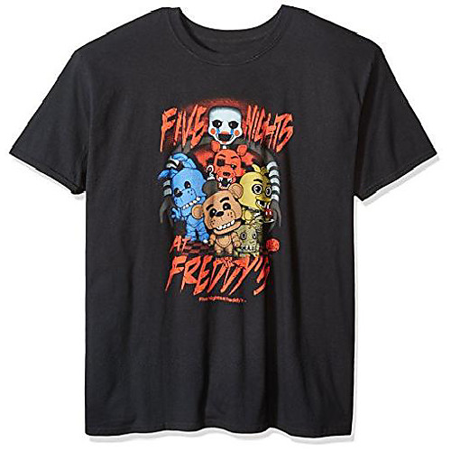 

men's pop! t-shirts: fnaf - fnaf group, black, x-large