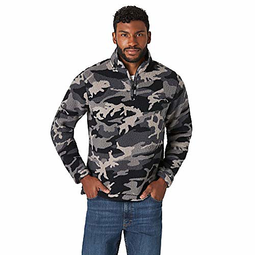 

authentics men's wooly fleece quarter zip pullover, grey camo, 3x-large