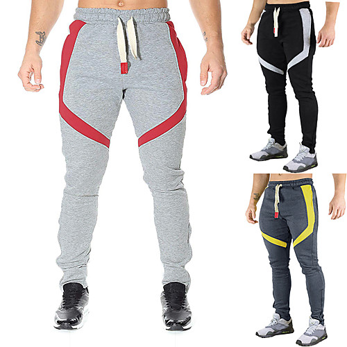 

Men's Outdoor Sports Pants Pants Solid Colored Full Length Drawstring Patchwork White Black Wine Light gray Dark Gray