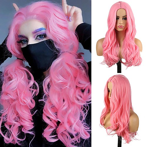 

Cosplay Costume Wig Synthetic Wig Wavy Body Wave Middle Part Wig Long PinkRed Synthetic Hair Women's Odor Free Fashionable Design Soft Pink / Heat Resistant