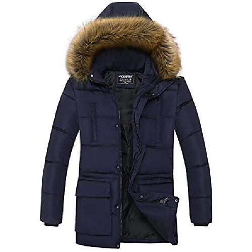 

glestore men's winter hooded coat puffer thick padded jacket navy xxl