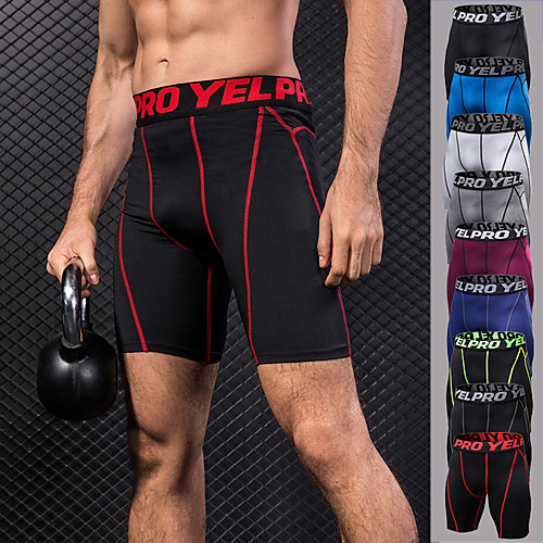 

YUERLIAN Men's Compression Shorts Running Shorts Sports & Outdoor Base Layer Bottoms Spandex Fitness Gym Workout Running Training Breathable Quick Dry Soft Normal Sport Black / Red Green / Black