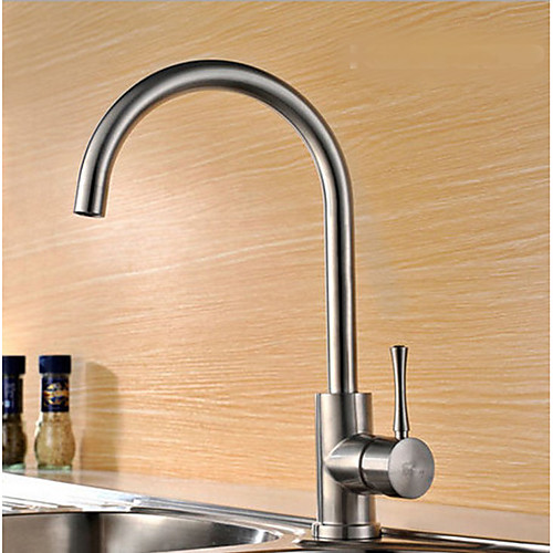 

Stainless Steel Kitchen faucet - Single Handle One Hole Stainless Steel Standard Spout Centerset Contemporary Kitchen Taps