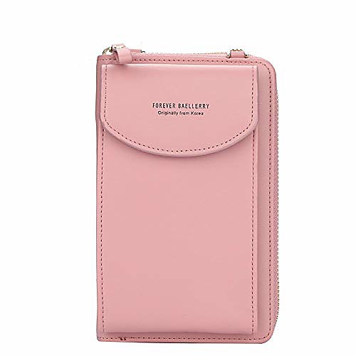 

aras small crossbody cell phone bags with credit card slots for women multifunction crossbody purses wallet with zipper (dark pink)