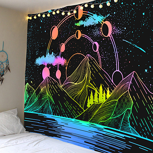 

Wall Tapestry Art Decor Blanket Curtain Picnic Tablecloth Hanging Home Bedroom Living Room Dormitory Decoration Mountains Starry Sky Moon