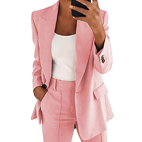 

Women's Coat Regular Wedding Party Daily Wear Casual / Daily Business Casual Pink / Black / Blue S / M / L