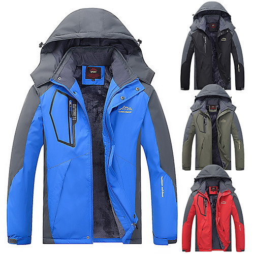 

Men's Hoodie Jacket Hiking Jacket Ski Jacket Winter Outdoor Thermal Warm Waterproof Lightweight Windproof Windbreaker Winter Jacket Top Fleece Softshell Single Slider Camping / Hiking Hunting Ski