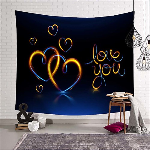 

Wall Tapestry Art Deco Blanket Curtain Picnic Table Cloth Hanging Home Bedroom Living Room Dormitory Decoration Polyester Fiber Novelty Modern Neon Love