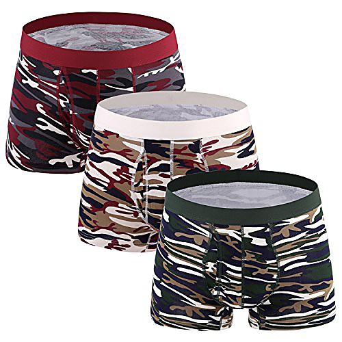 

pack-3 men's underwear camo low rise trunks open fly size xs_tag asia m