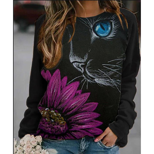 

Women's Pullover Sweatshirt Animal Daily Weekend Casual Hoodies Sweatshirts Black