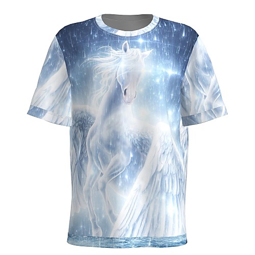 

Men's T shirt 3D Print Graphic 3D Animal Print Short Sleeve Daily Tops White / Navy