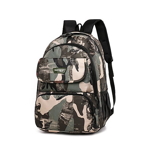 

Men's Polyester Special Material School Bag Commuter Backpack Large Capacity Lightweight Pattern / Print Zipper Geometric Pattern Sports & Outdoor Daily Backpack Blue Khaki Green Gray