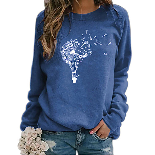 

Women's Pullover Sweatshirt Graphic Dandelion Daily Basic Casual Hoodies Sweatshirts Blue Red Khaki