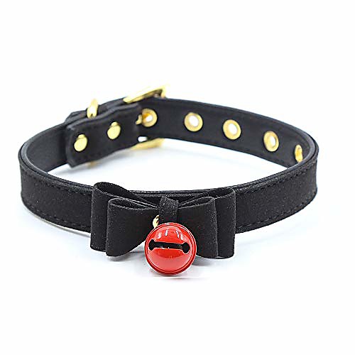 

leather choker collar black cute alloy goth small bell charm chokers for women girls