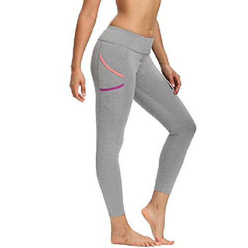 

women's high waisted yoga pants tummy control leggings with dual pockets for workout running gym grey xxl