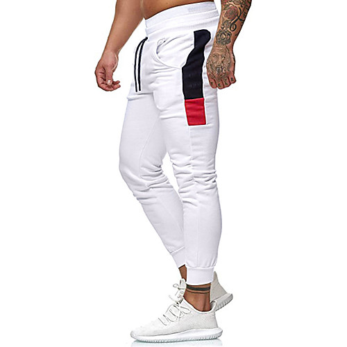 

Men's Sweatpants Joggers Jogger Pants Athleisure Bottoms Drawstring Patchwork Cotton Fitness Gym Workout Running Training Exercise Breathable Soft Sweat-wicking Normal Sport White Black Red Green