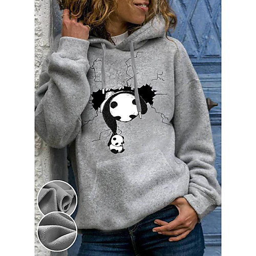 

Women's Pullover Hoodie Sweatshirt Graphic 3D Panda Front Pocket Daily Basic Casual Hoodies Sweatshirts Gray / Fleece Lining