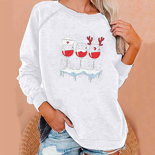 

Women's Pullover Sweatshirt Graphic Christmas Christmas Hoodies Sweatshirts White Black Wine