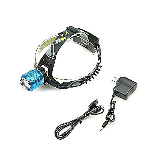 

xm-l t6 led headlamp for camping, running, hiking, reading, 3 modes rechargeable, hands-free camping headlight light flashlight zoomable,blue and gold color available (blue)