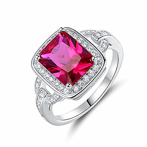 

18k white gold/rose gold plated created gemstone cubic zirconia statement ring (ruby, 10)