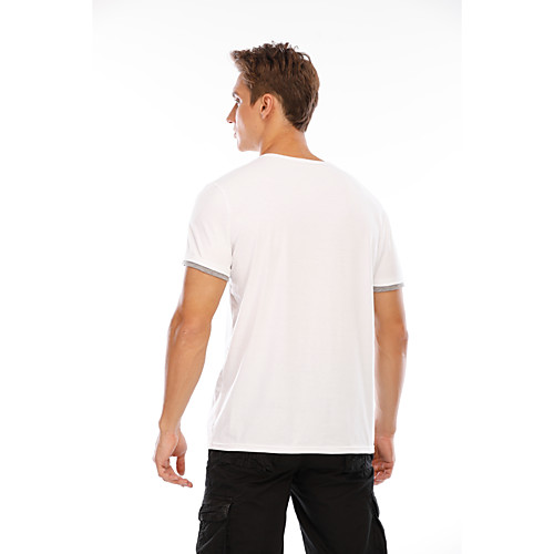 

Men's Graphic Solid Colored T-shirt Tops V Neck White Black