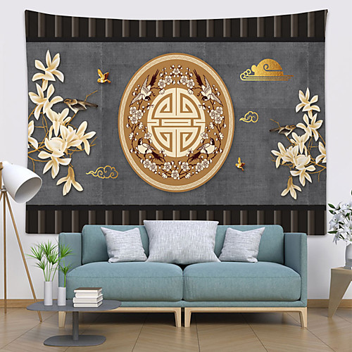

Chinese Style Wall Tapestry Art Decor Blanket Curtain Hanging Home Bedroom Living Room Decoration Polyester Antique Bird On Gray Background