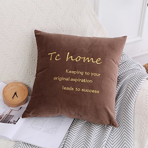 

Northern Europe Light Luxury Solid Color Netherlands Velvet Letter Embroidery Series Home Office Pillow Case Cover Living Room Bedroom Sofa Cushion Cover