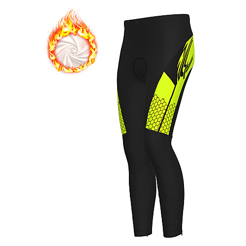 

21Grams Men's Cycling Tights Cycling Pants Winter Fleece Bike Tights Padded Shorts / Chamois Pants Thermal Warm Fleece Lining Breathable Sports White / Yellow / Blue Mountain Bike MTB Road Bike