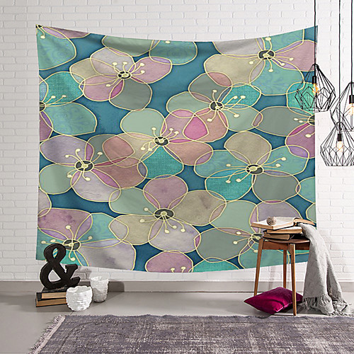 

Wall Tapestry Art Decor Blanket Curtain Hanging Home Bedroom Living Room Decoration Polyester Colorful Plant Floral Lotus Flower