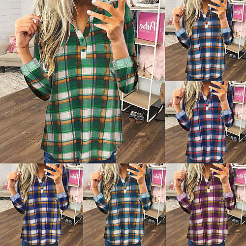 

Women's Tee / T-shirt Patchwork Shirt Collar Cotton Color Block Sport Athleisure T Shirt Top Long Sleeve Soft Comfortable Plus Size Everyday Use Casual Daily Outdoor