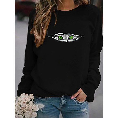 

Women's Pullover Sweatshirt Cat Graphic 3D Daily Basic Casual Hoodies Sweatshirts White Black Red