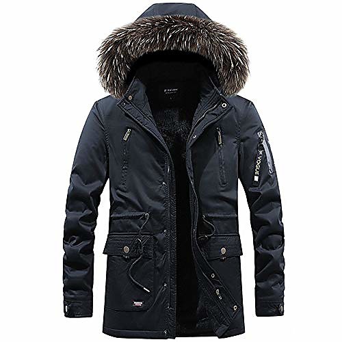 

men's winter warm fleece lined parka jacket detachable hooded windbreaker coats type-b black l