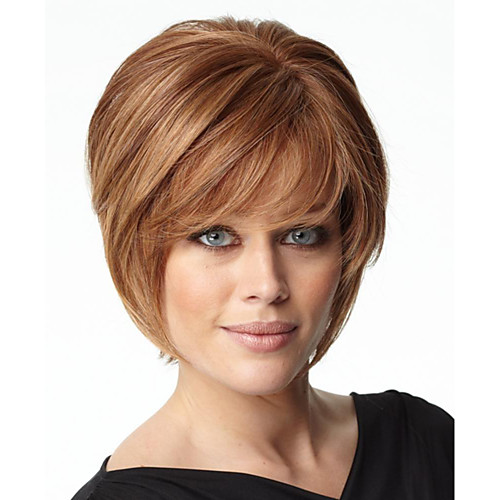 

Synthetic Wig Natural Straight With Bangs Wig Short Brown Synthetic Hair Women's Classic Adorable Exquisite Brown