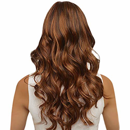 

wig, 65cm fashion women synthetic long wavy brown gradient dyeing natural hair full wigs - casual/cosplay/party wig (b) (a)