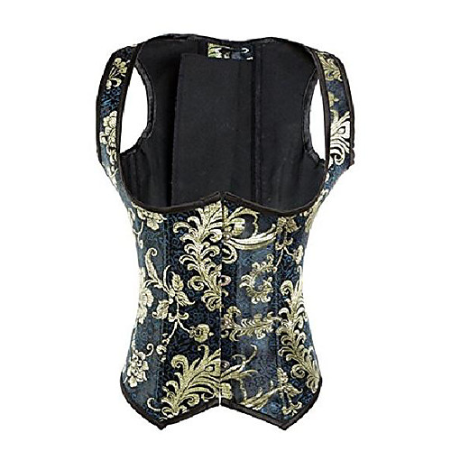 

women's gothic floral brocade basques corset underbust classic bustier vest black small