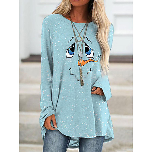 

Women's Pullover Sweatshirt Graphic Character Daily Going out Work Casual Hoodies Sweatshirts Blue