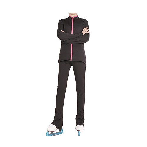 

Figure Skating Jacket with Pants All Ice Skating Tracksuit Black Spandex High Elasticity Training Skating Wear Warm Patchwork Long Sleeve Ice Skating Figure Skating / Kids