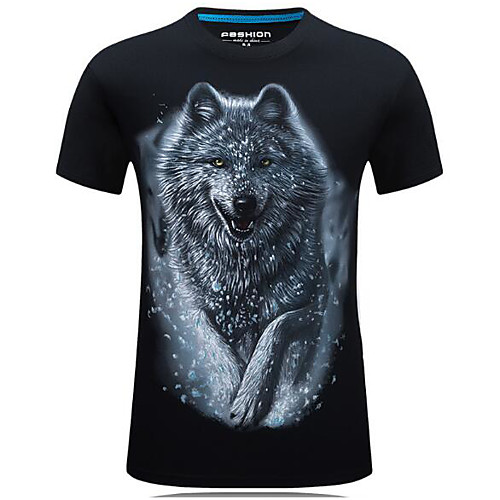 

Men's T shirt 3D Print 3D Animal Short Sleeve Daily Tops Streetwear White Black