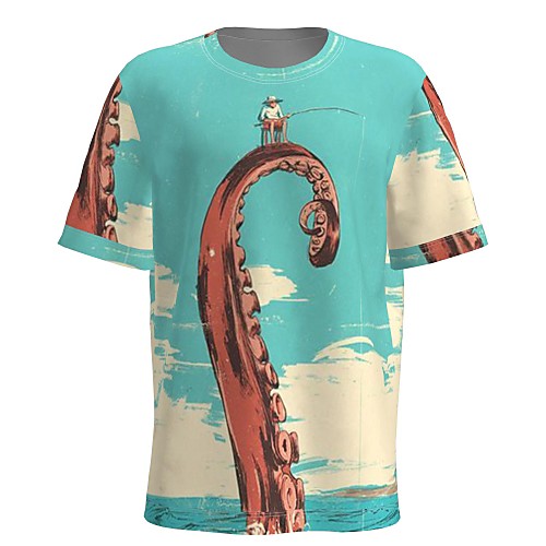 

Men's T shirt 3D Print Graphic 3D Animal Print Short Sleeve Daily Tops Blue