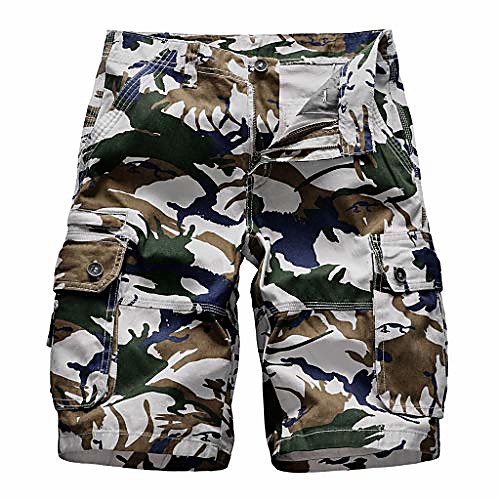 

fashion men's camo big multi pockets 9 inseam cargo shorts casual outdoor hiking trunks tactical comfy pants