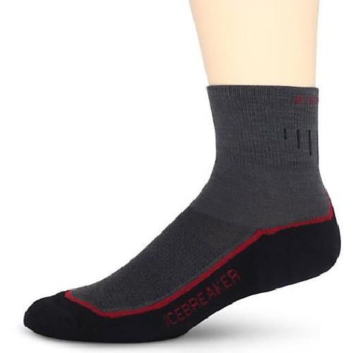 

icebreaker men's hike liteini socks (oil/red/black, large)