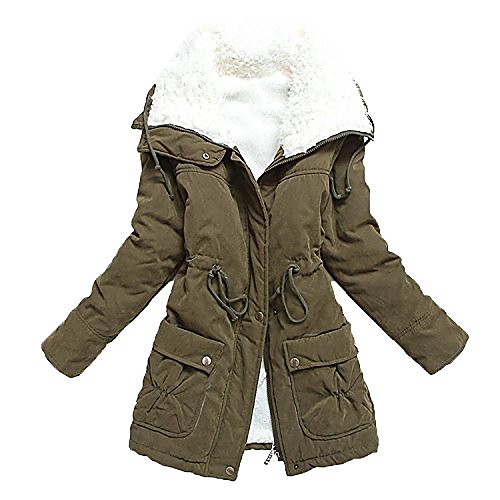 

women's winter warm faux lamb wool coat parka cotton outwear jacket with pocket us x-large army green