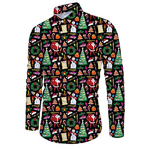 

colorful christmas tree graphic dress shirts for men polyester 3d print graphic designer colorful slim fit big and tall xmas button up shirts xxl