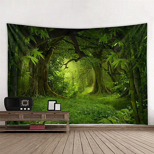 

Wall Tapestry Art Decor Blanket Curtain Picnic Tablecloth Hanging Home Bedroom Living Room Dorm Decoration Polyester Modern Green Forest