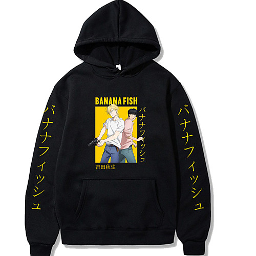 

unisex banana fish hoodie harajuku sweatshirt cosplay costume long sleeve pullover coat for girls women for anime fans red